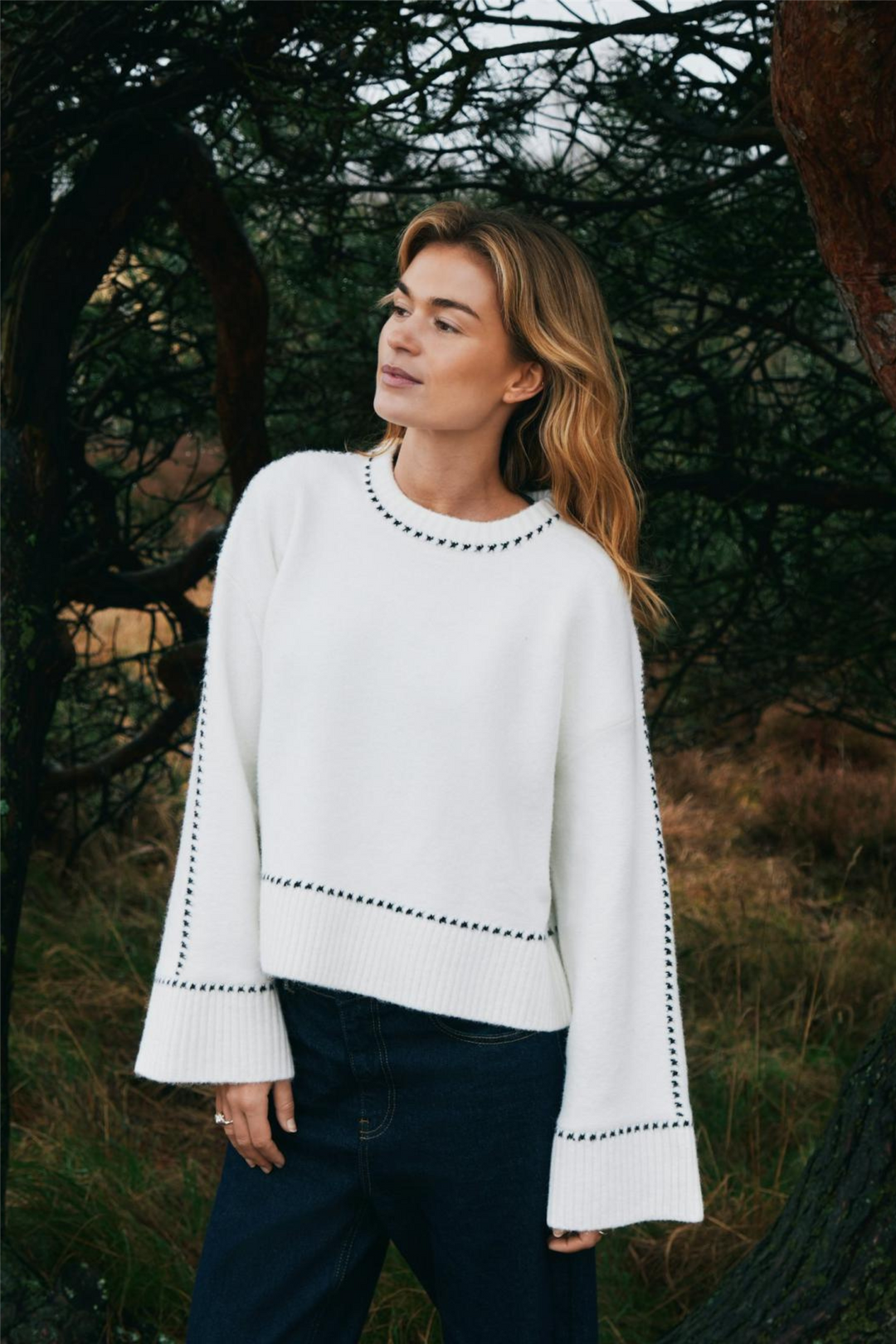 Roeme Knit Stitch Blouse Off White