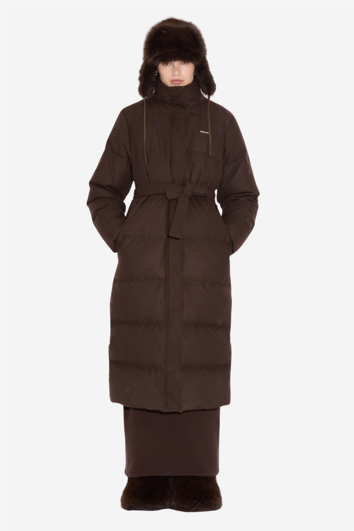 W Tech Wool Down Coat Dark Brown