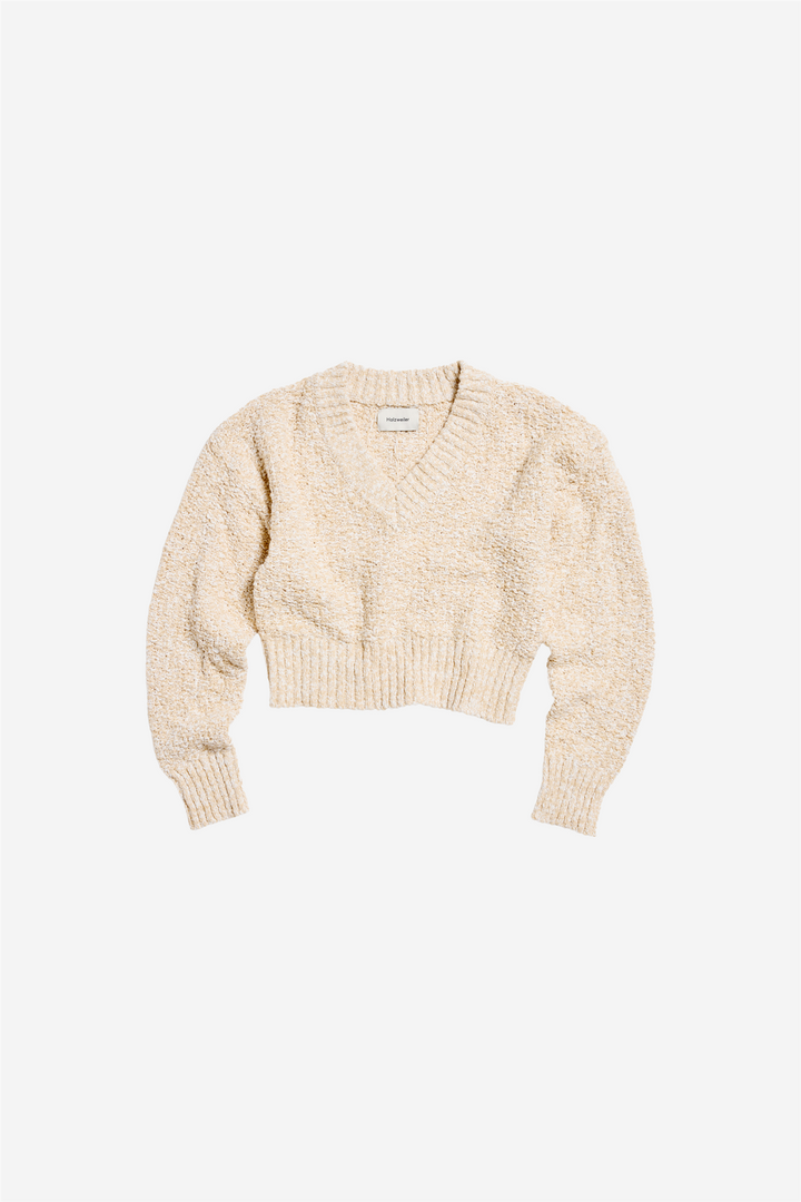 Resort Cropped V-Neck Sand Mix