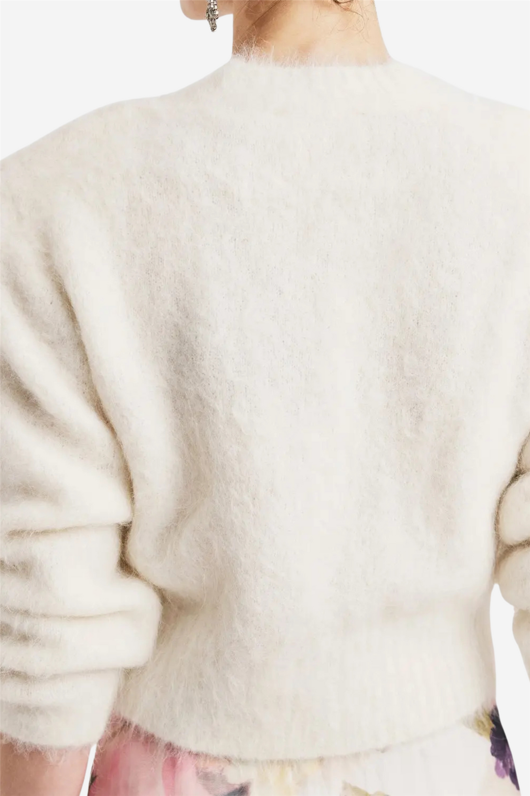 Hairy Knit Fitted Sweater Off White