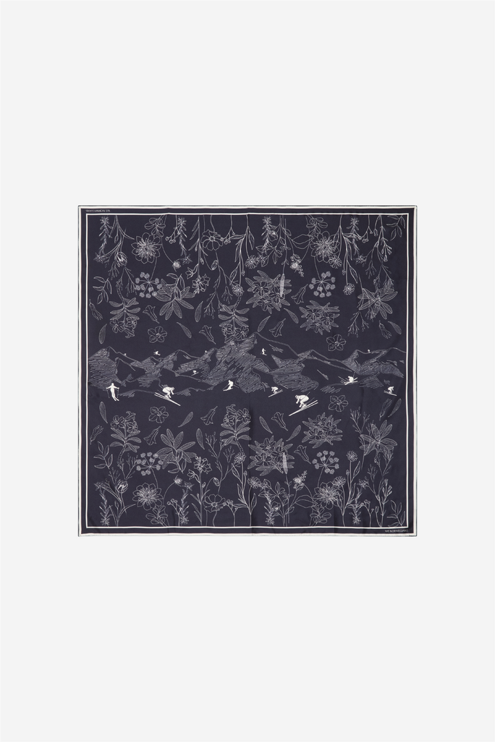 Alps Silk Scarf Navy Blue