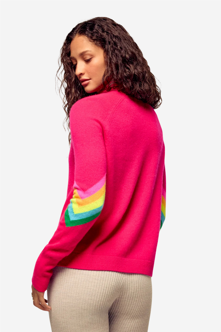 Striped Mock-Neck Sweater Raspberry Pink