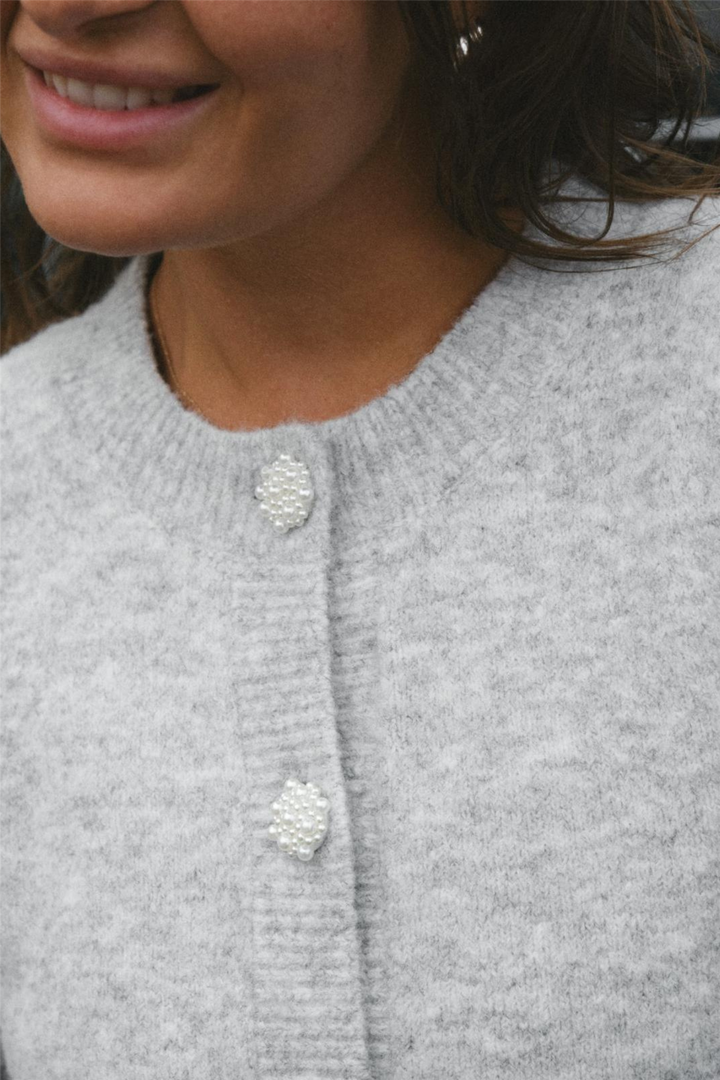 Trudy Deco Knit Cardigan Light Grey Melange