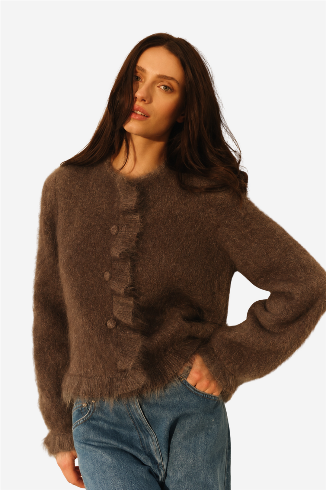 Ana Chunky Cardigan Brown
