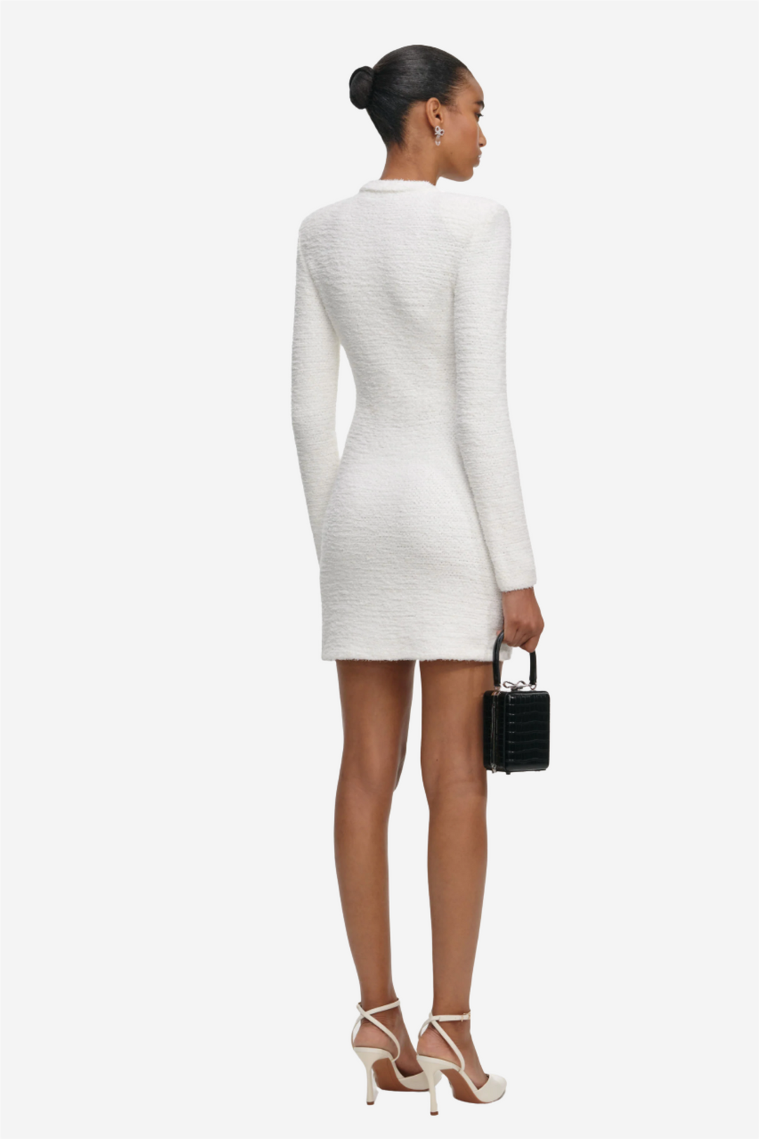 Cream Crystal Trim Knit Mini Dress