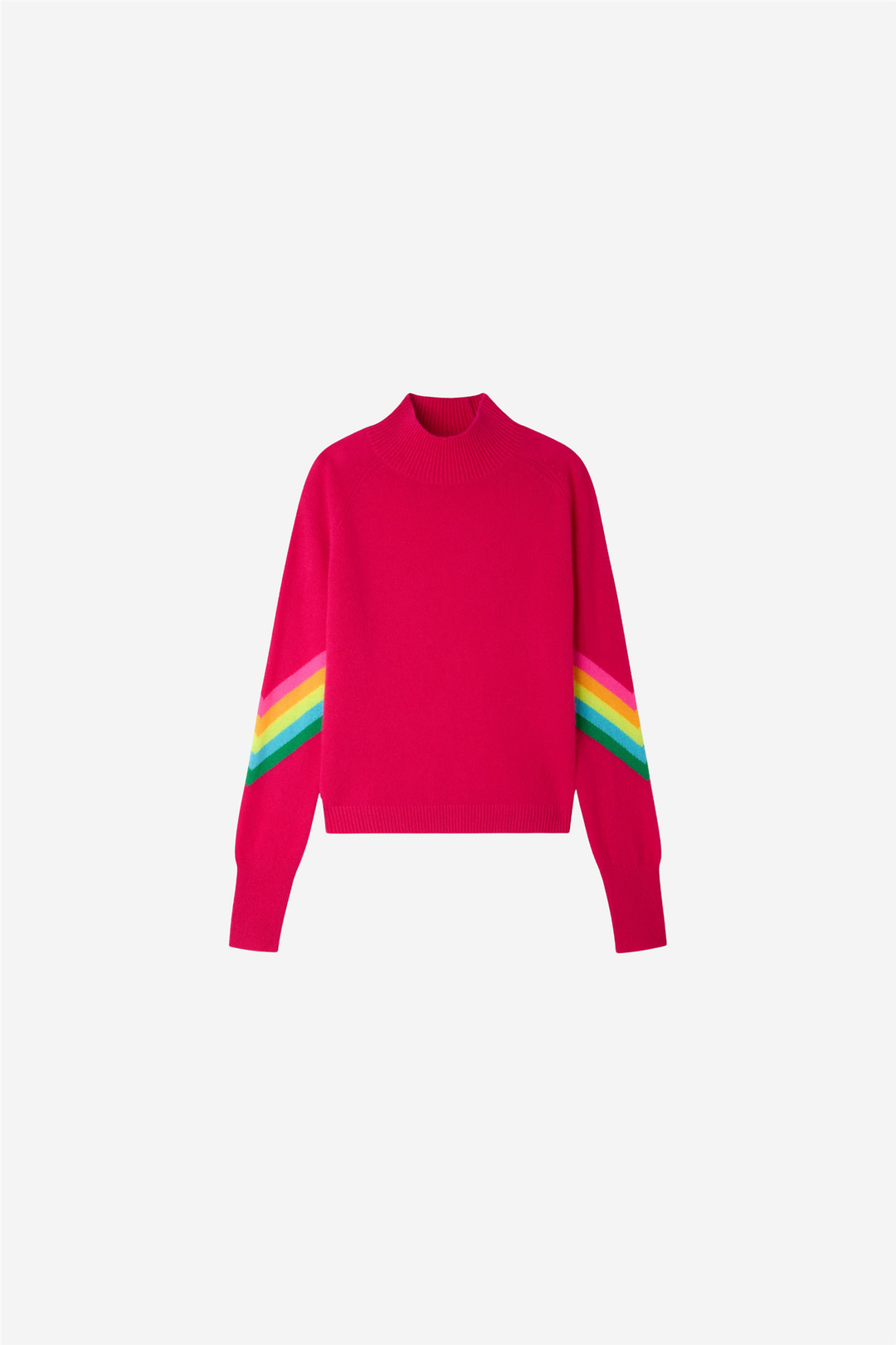 Striped Mock-Neck Sweater Raspberry Pink