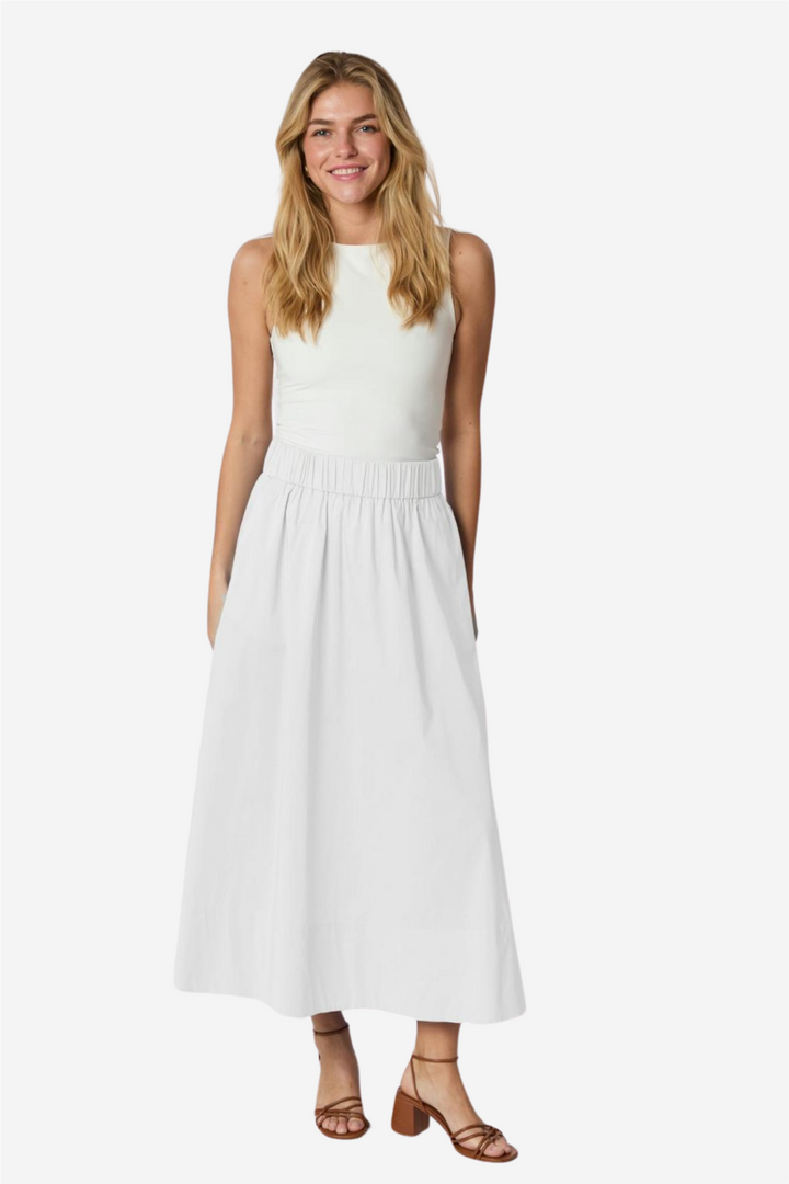 Yara Long Poplin Skirt White