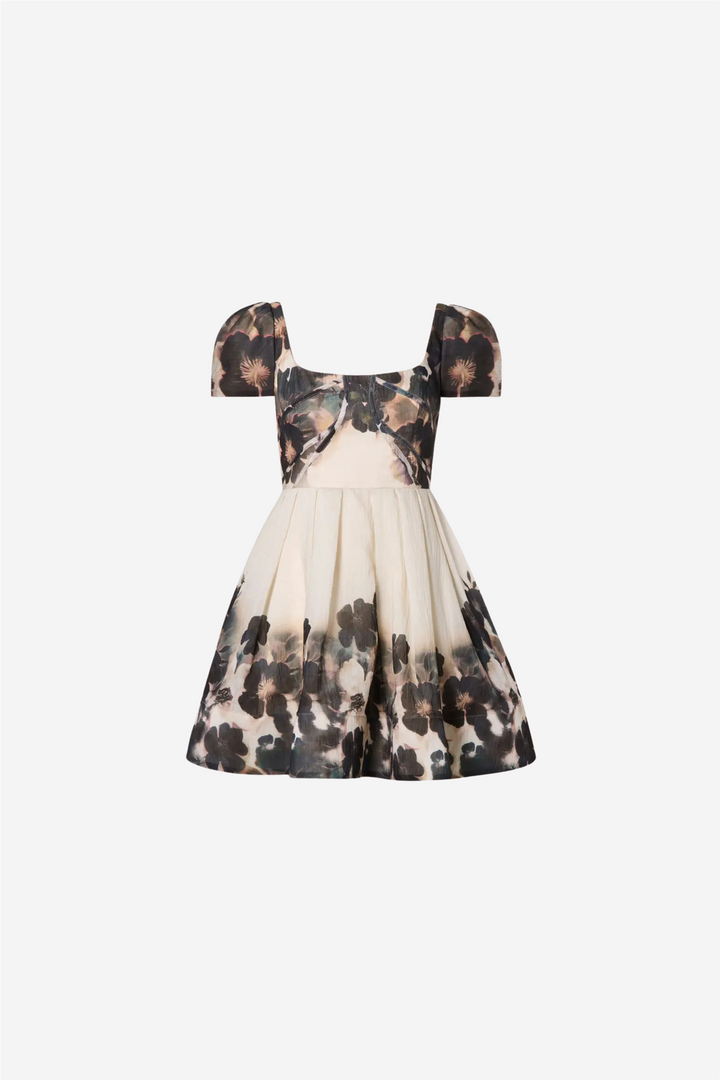 Vanda Pouf Sleeve Mini Dress Dusty Poppy