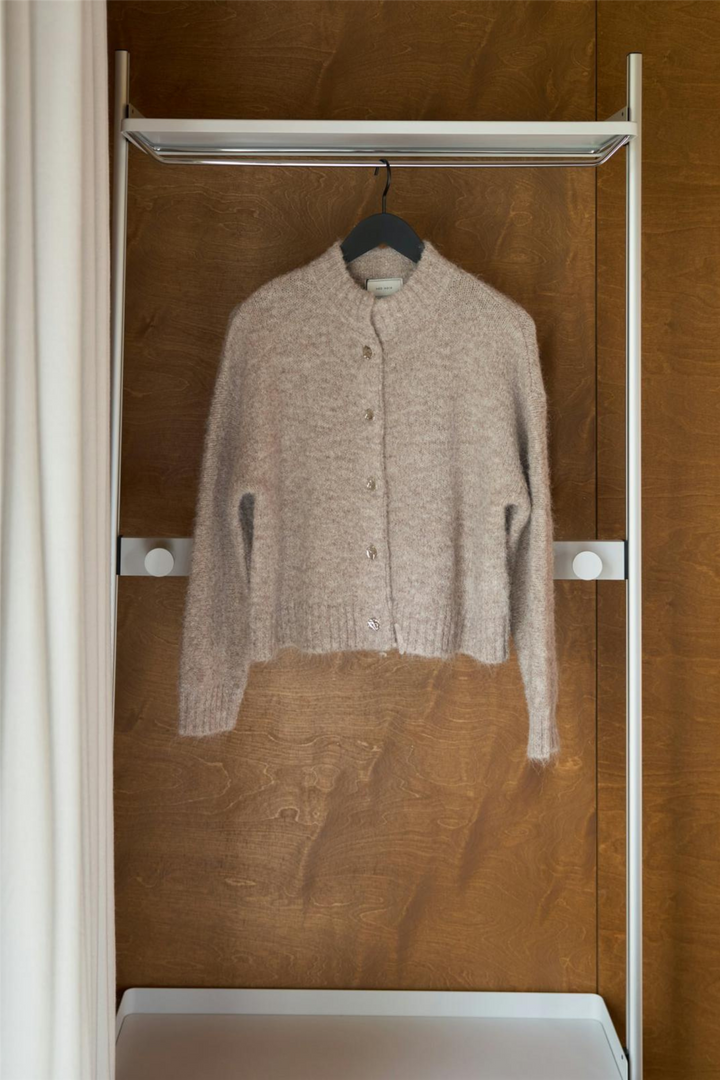 Taura Fluffy Knit Cardigan Beige Melange