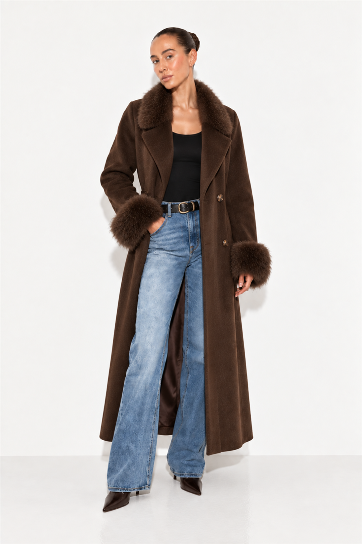 Marta Maxi Coat Faux Brown