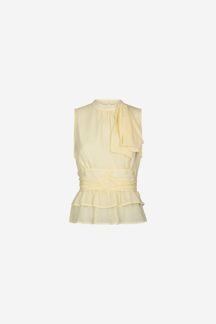 Ansol Solid Chiffon Top Light Yellow