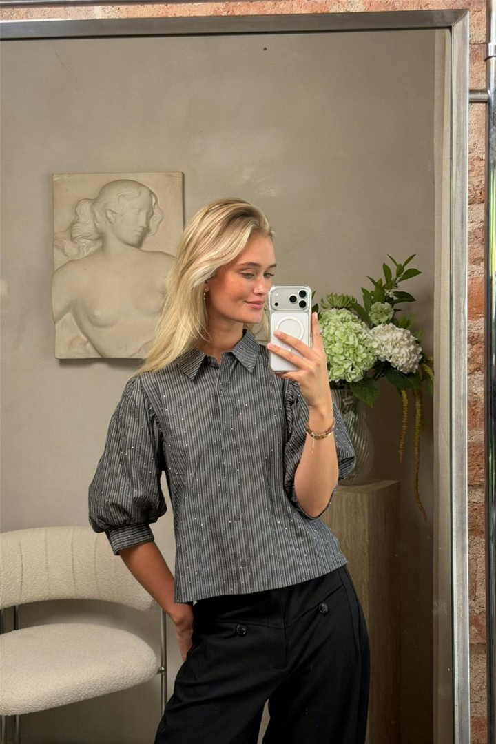 Etta Stripe Shirt Dark Grey
