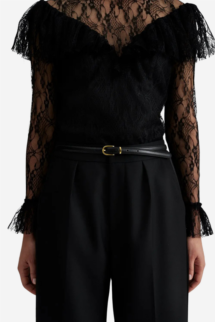 Blair Thin Leather Belt Black