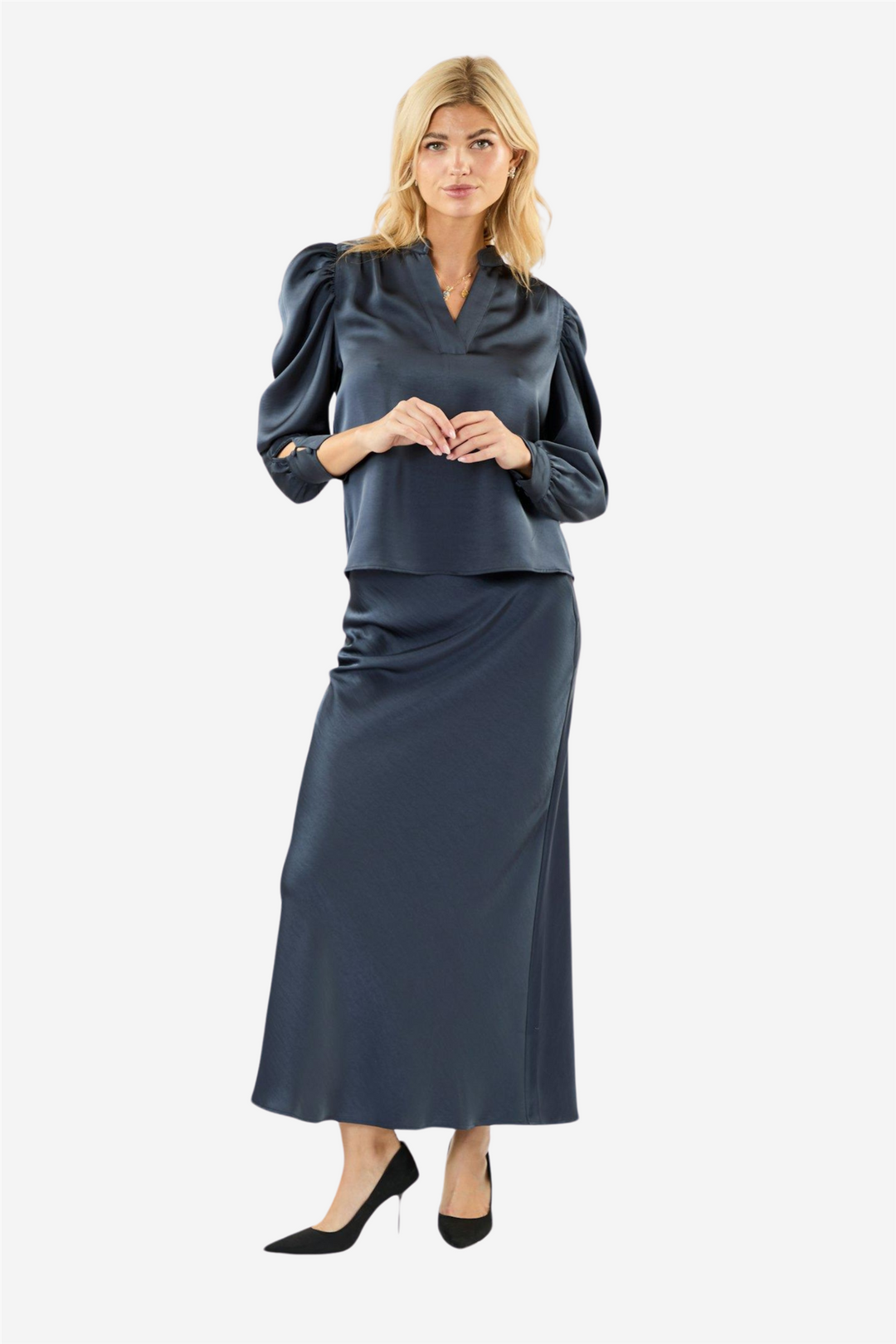 Rosslyn Heavy Sateen Blouse Midnight Blue