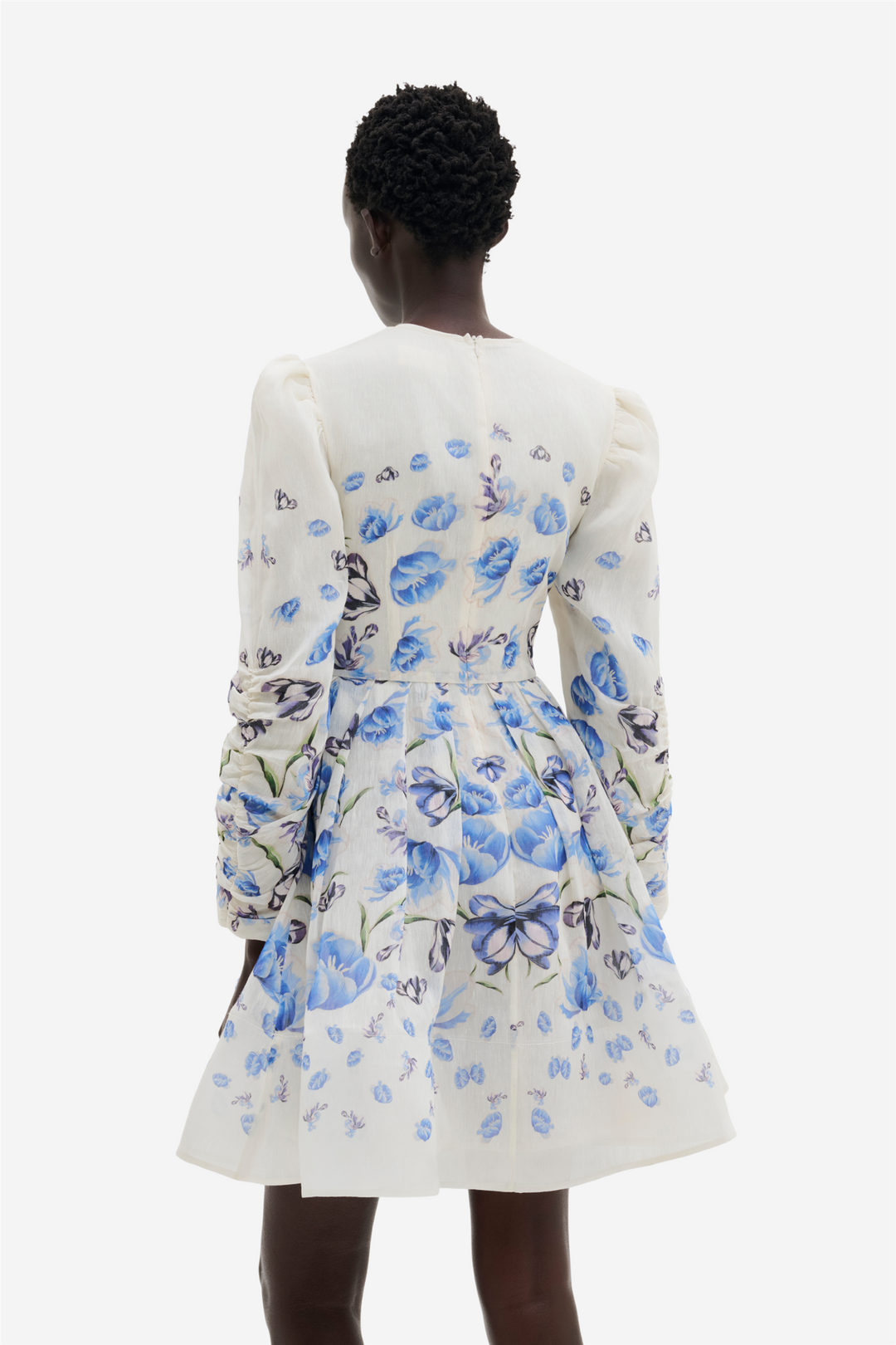 Leoni Silk Blend Mini Dress Tulip Blue