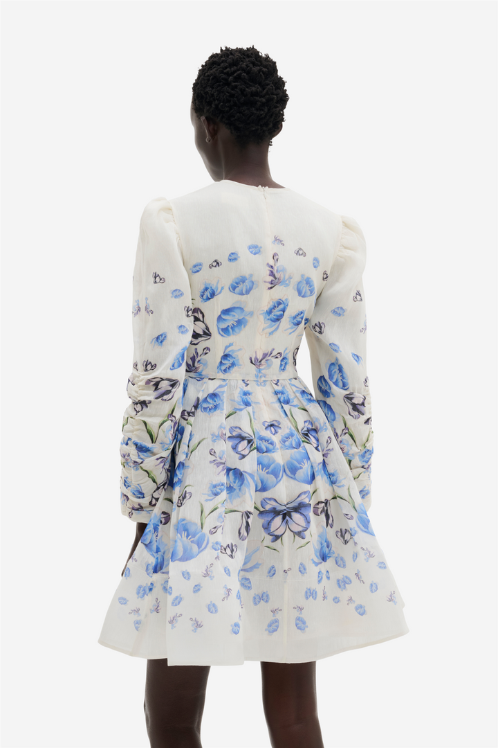 Leoni Silk Blend Mini Dress Tulip Blue