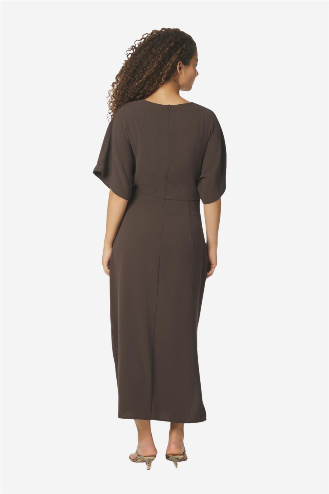 Miloine Drape Dress Dark Brown