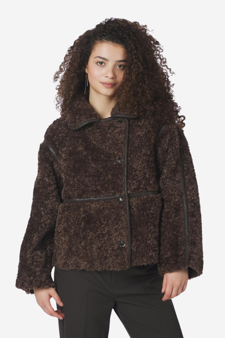 Castor Faux Fur Jacket Dark Brown