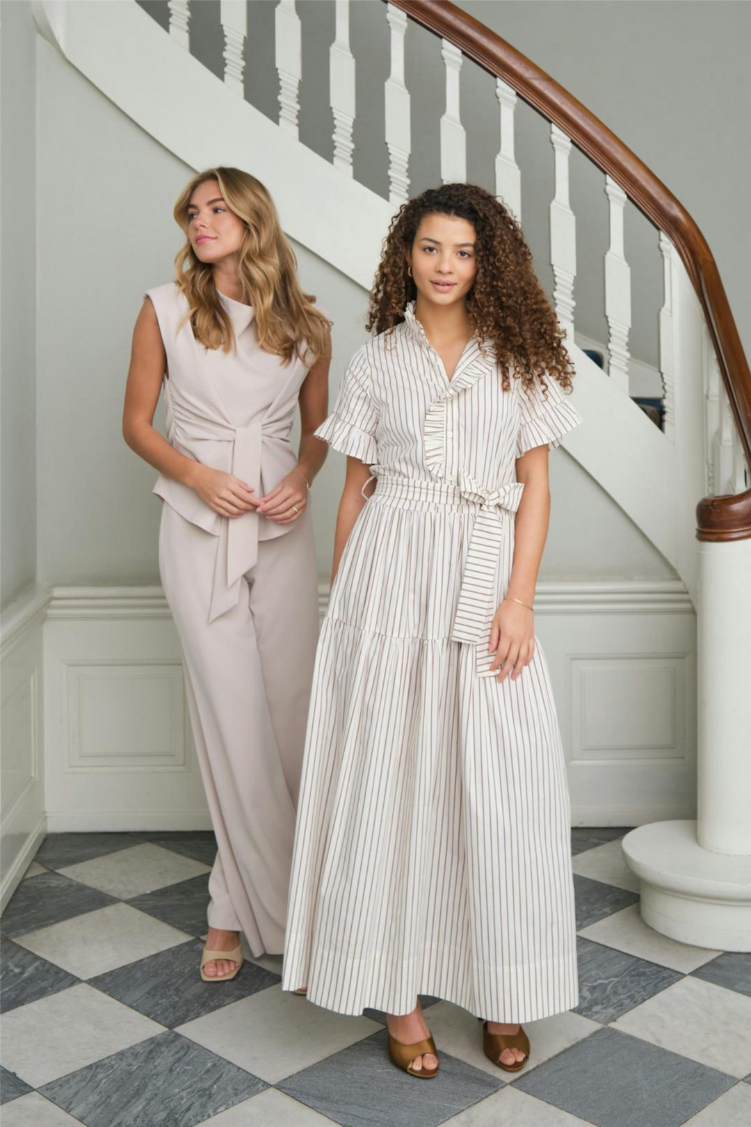 Nellie Wide Stripe Dress Ivory