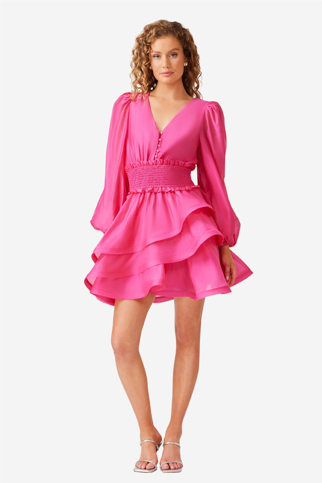 Kalani Sleeve Mini Dress Hotpink