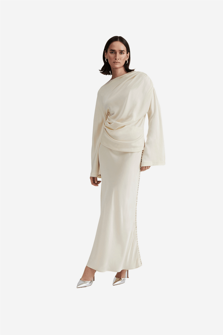 By Malina Skjørt Adaline button slip maxi skirt Vanilla