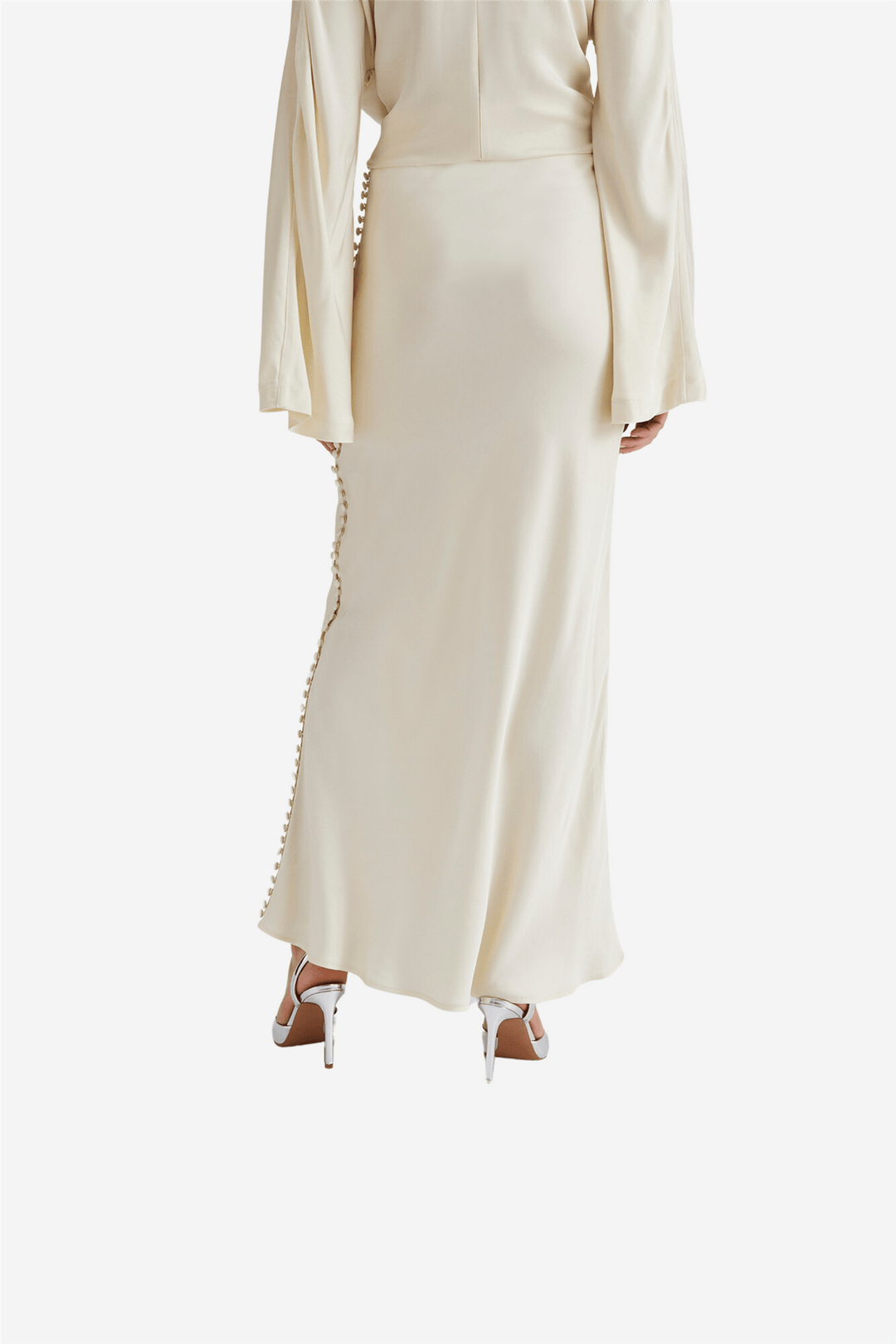By Malina Skjørt Adaline button slip maxi skirt Vanilla