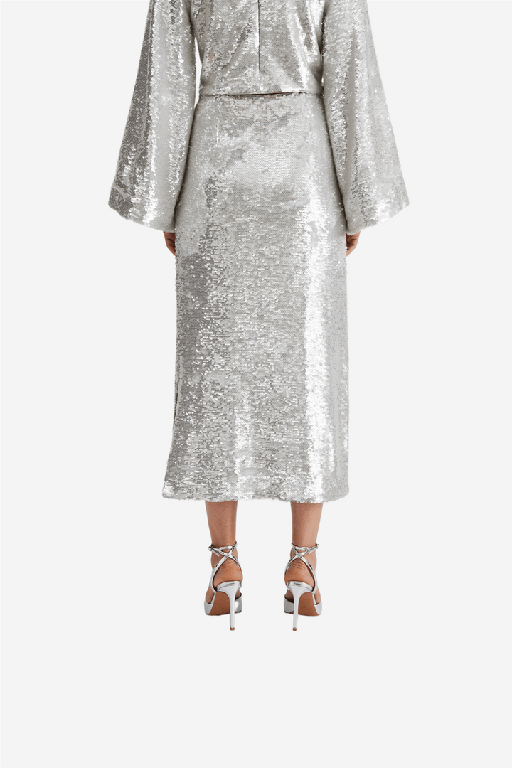 By Malina Skjørt Clarisse Sequin Maxi Skirt Silver