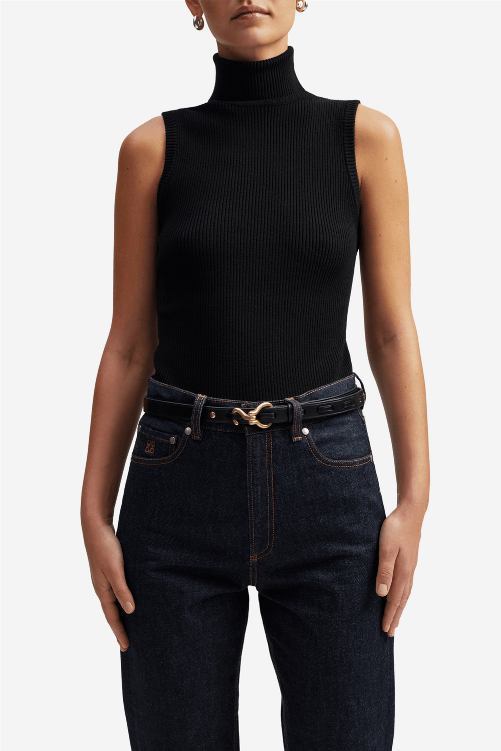 By Malina Tilbehør Oriana Leather Belt Black