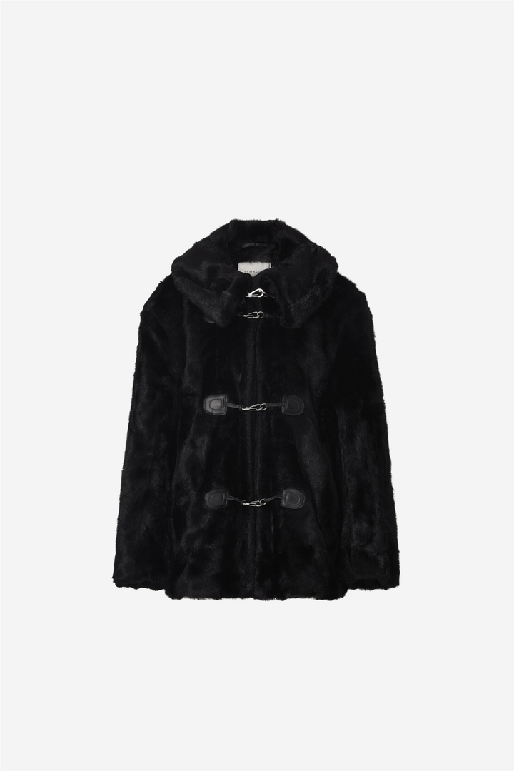 By Malina Yttertøy Danyelle Buckled Faux Fur Jacket Black