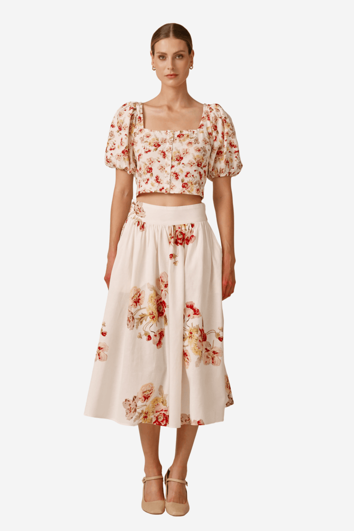by TiMo Bluser & Skjorter Linen Cropped Top Mini Rosette
