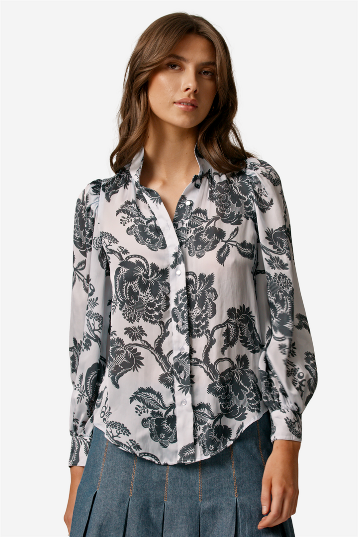 by TiMo Bluser & Skjorter Organza Collared Blouse Blue Bouquet