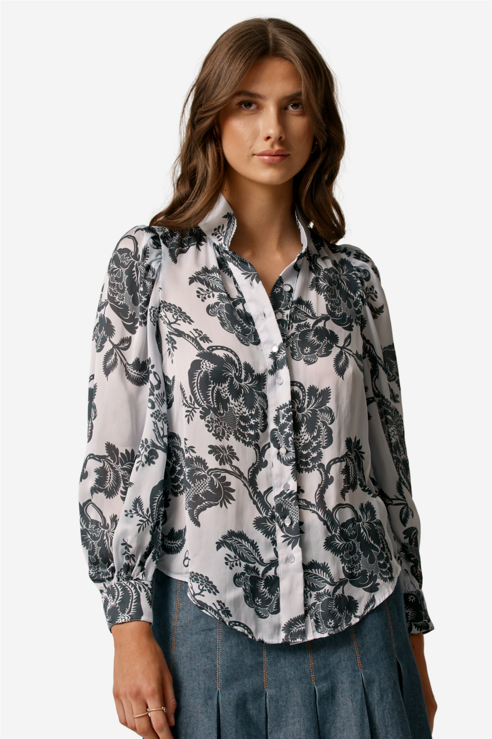 by TiMo Bluser & Skjorter Organza Collared Blouse Blue Bouquet