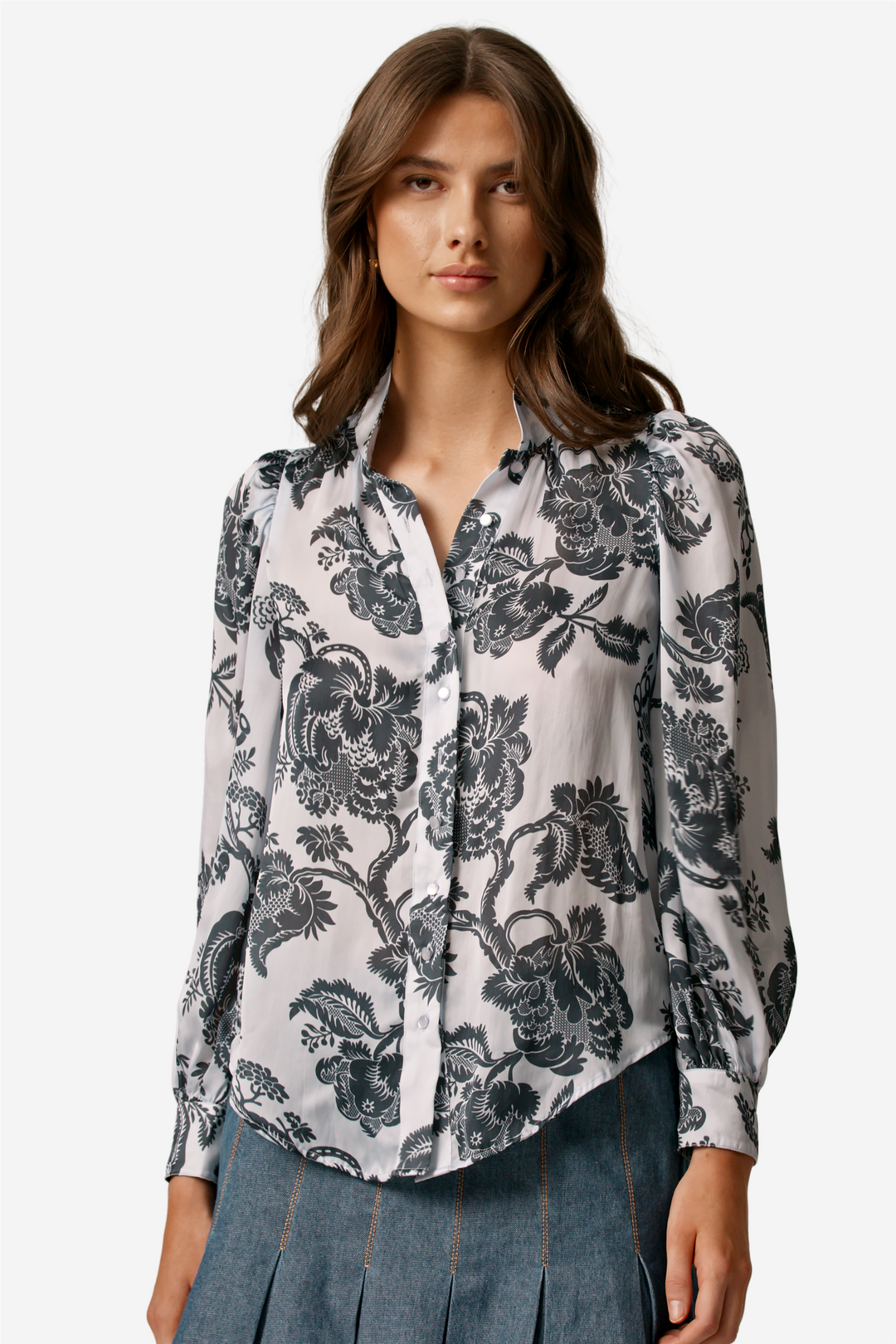 by TiMo Bluser & Skjorter Organza Collared Blouse Blue Bouquet