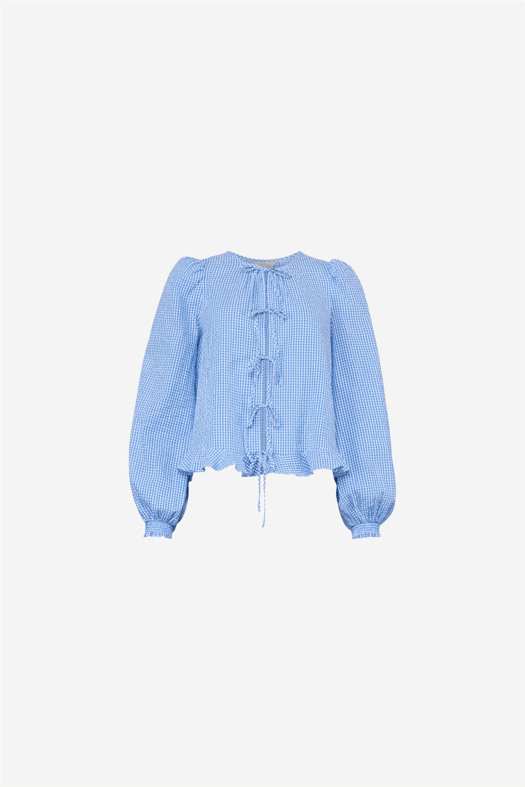 by TiMo Bluser & Skjorter Seersucker Bow Blouse Blue Checks