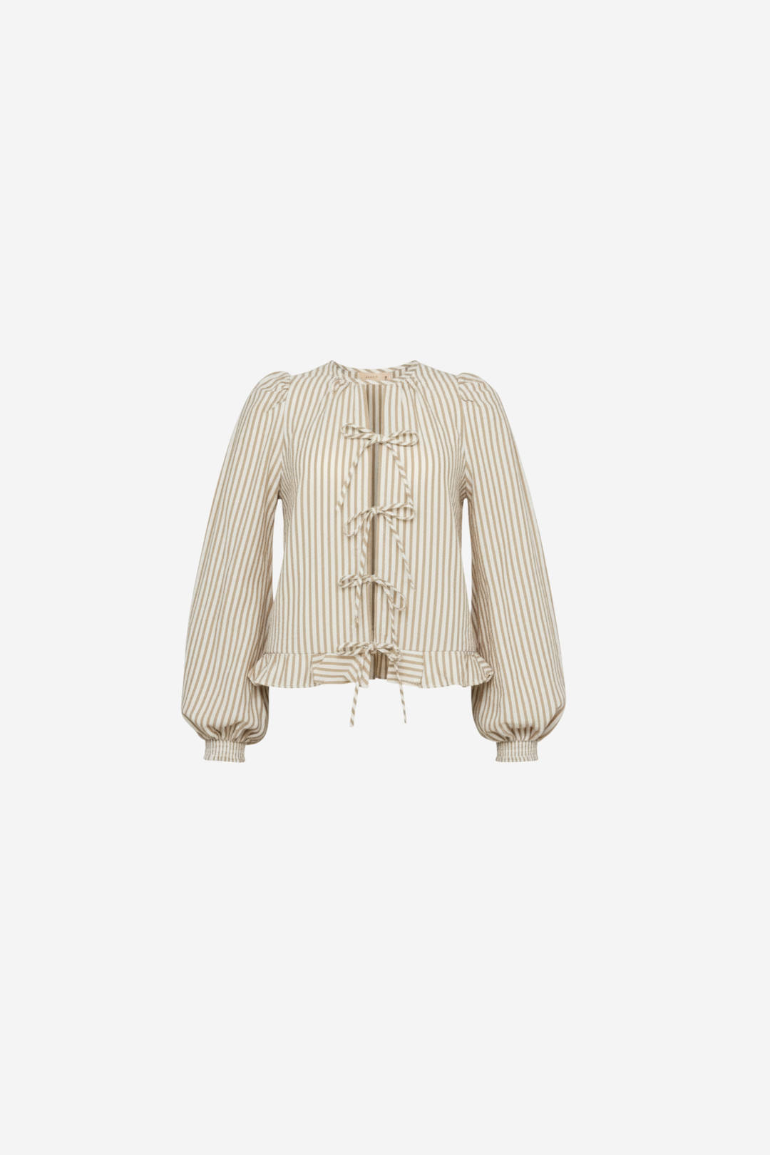 by TiMo Bluser & Skjorter Seersucker Bow Blouse Khaki Stripe
