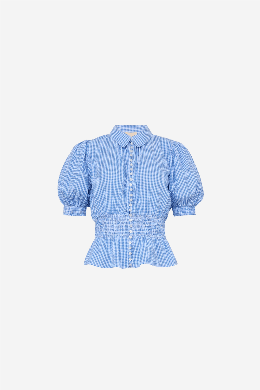 by TiMo Bluser & Skjorter Seersucker Smocking Blouse Blue Checks