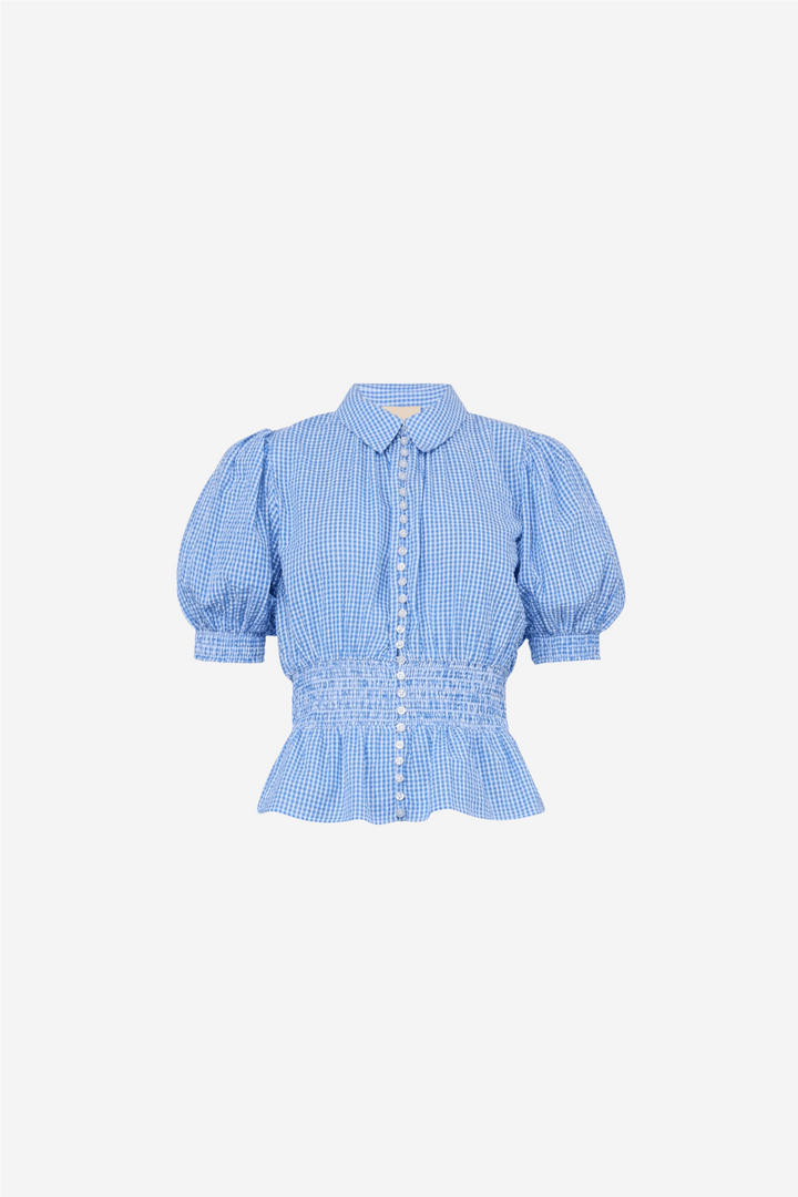 by TiMo Bluser & Skjorter Seersucker Smocking Blouse Blue Checks