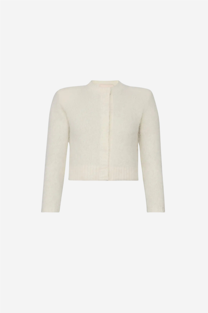 by TiMo Genser & Cardigan Hairy Knit Jacket Off White