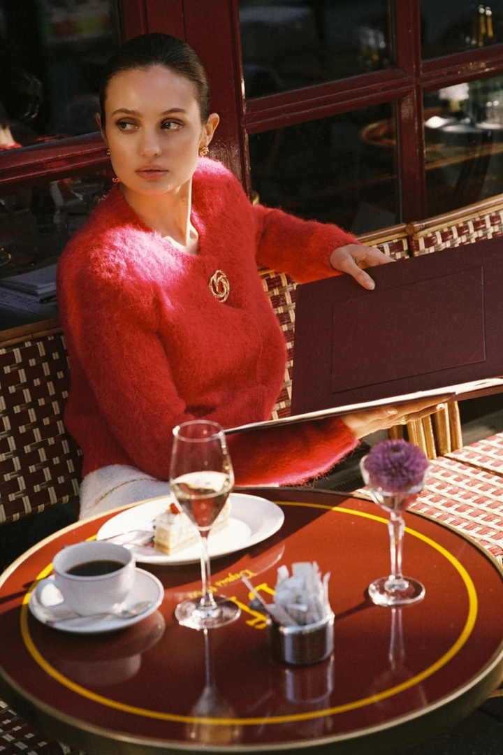 by TiMo Genser & Cardigan Hairy Knit Jacket Red