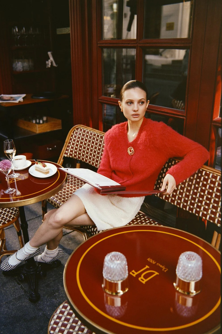 by TiMo Genser & Cardigan Hairy Knit Jacket Red