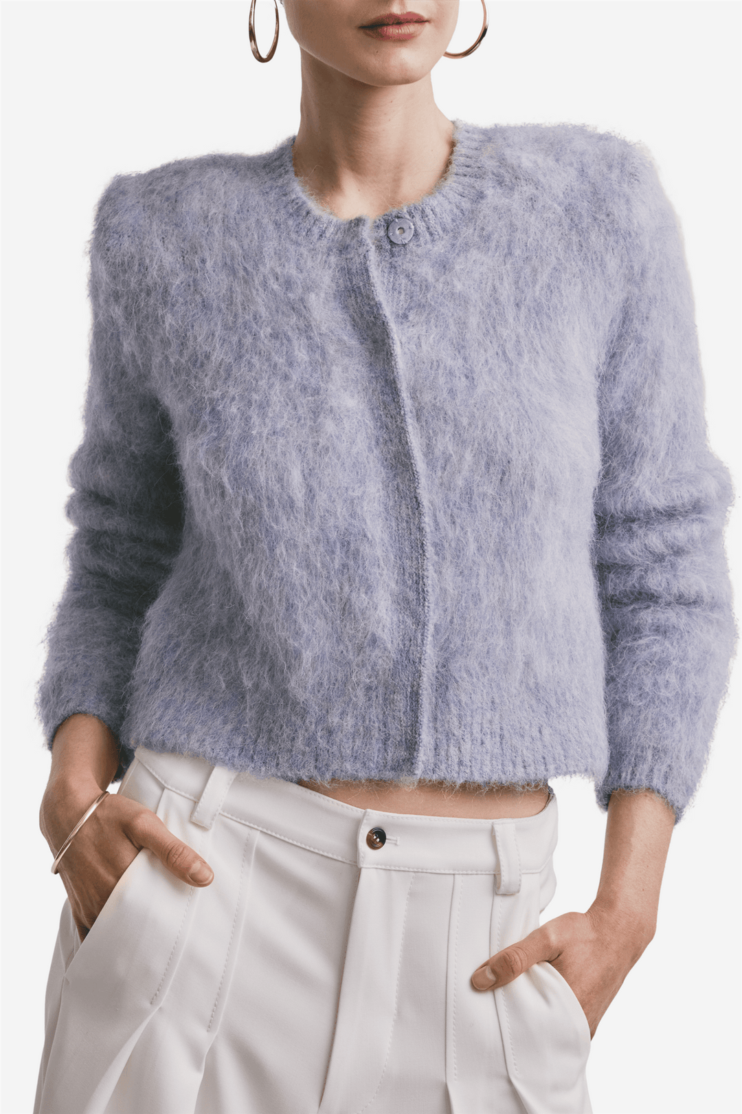 by TiMo Genser & Cardigan Hairy Knit Jacket Sky Blue