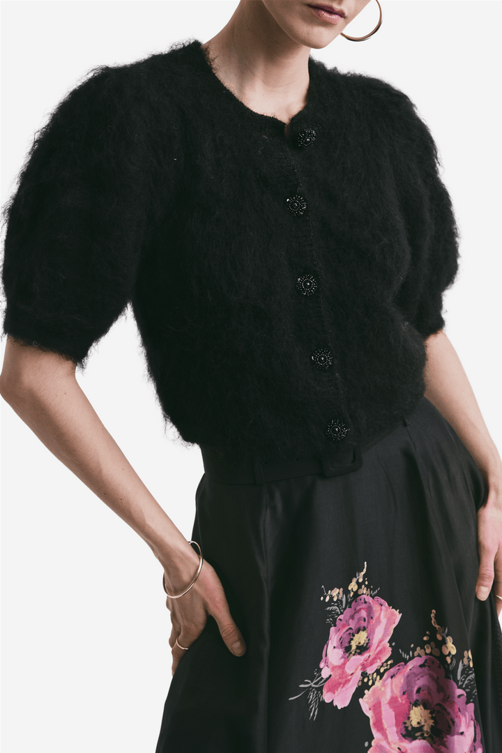 by TiMo Genser & Cardigan Hairy Knit Puffed Jacket Black