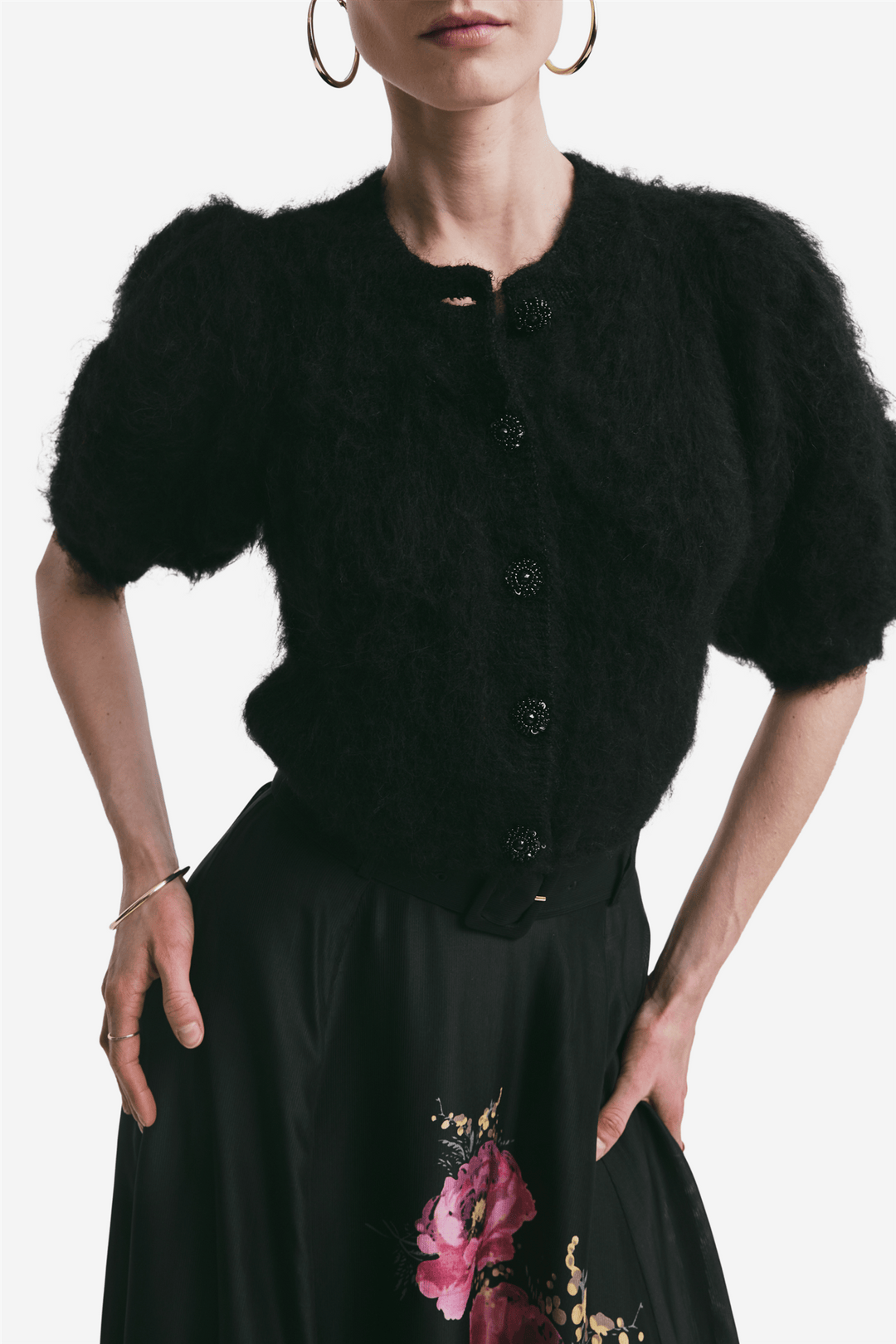 by TiMo Genser & Cardigan Hairy Knit Puffed Jacket Black