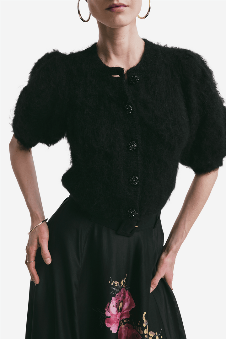 by TiMo Genser & Cardigan Hairy Knit Puffed Jacket Black