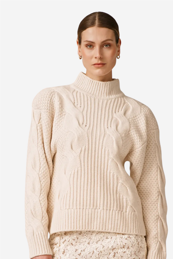 by TiMo Genser & Cardigan Wool Knit Turtleneck Off White