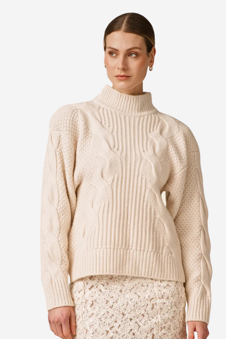 by TiMo Genser & Cardigan Wool Knit Turtleneck Off White