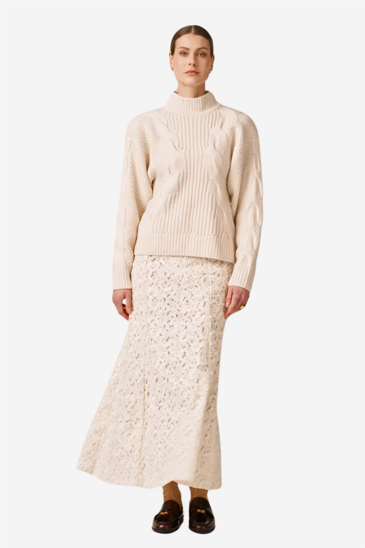 by TiMo Genser & Cardigan Wool Knit Turtleneck Off White
