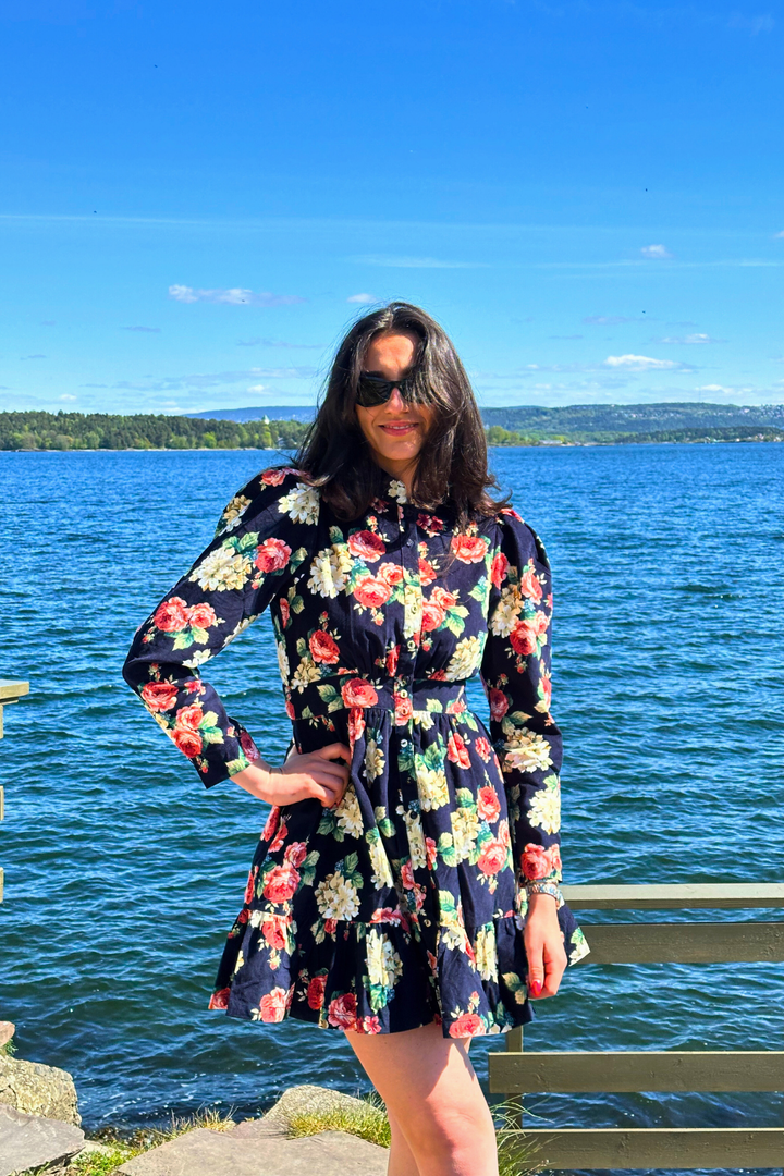 by TiMo Kjoler & jumpsuits Baby Cord Mini Dress Midnight Roses