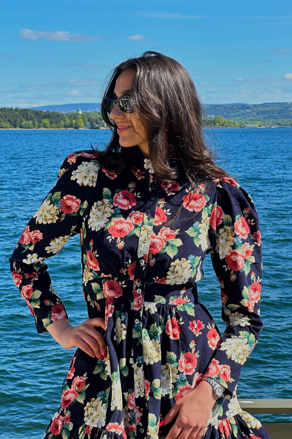 by TiMo Kjoler & jumpsuits Baby Cord Mini Dress Midnight Roses