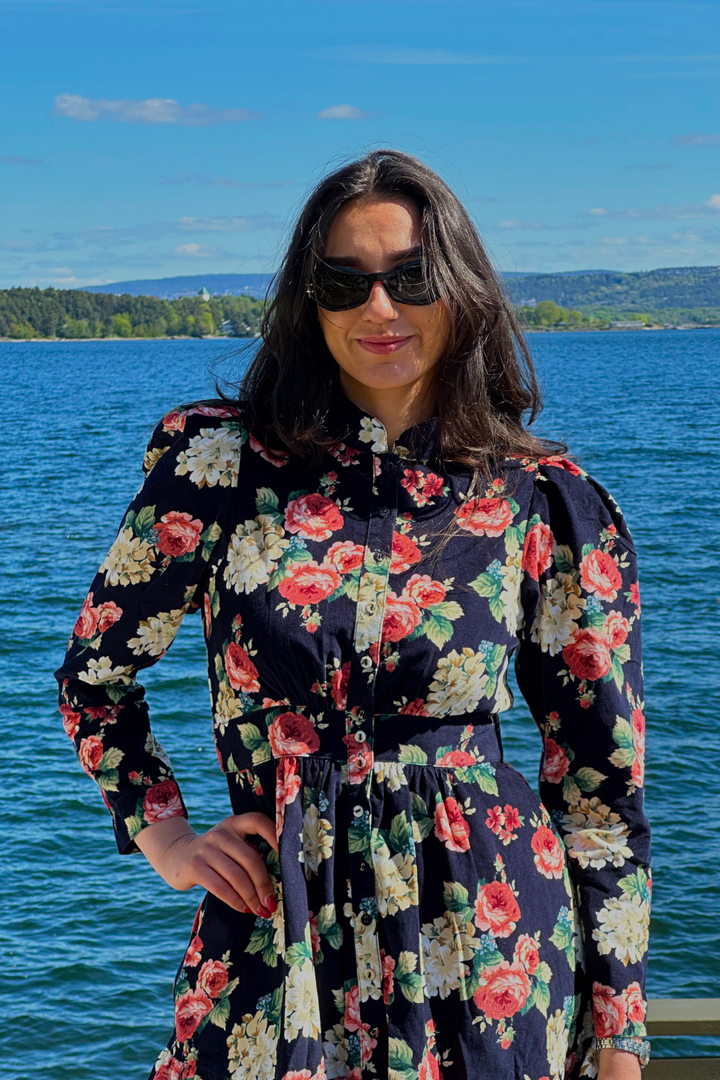 by TiMo Kjoler & jumpsuits Baby Cord Mini Dress Midnight Roses